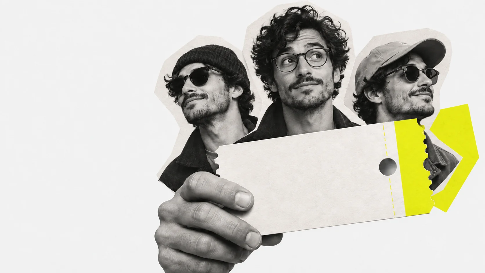 One person in three disguises, each trying to claim the same free-trial ticket.